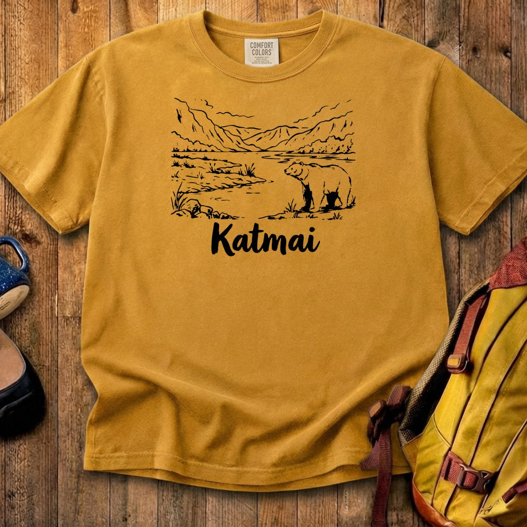Katmai Line Drawing Cotton T-Shirt