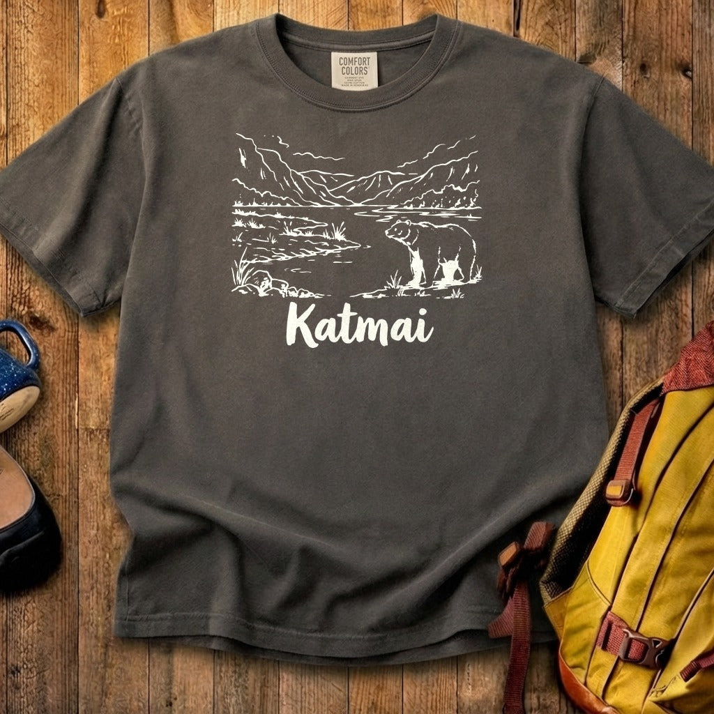 Katmai Line Drawing Cotton T-Shirt