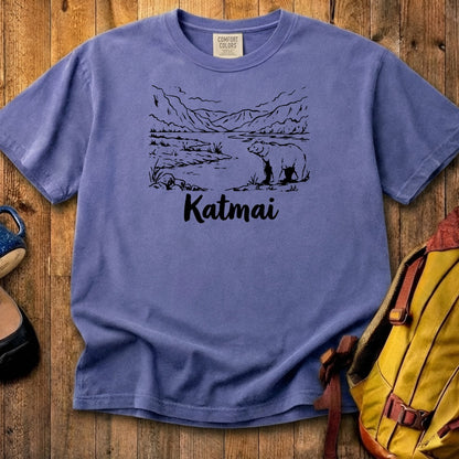 Katmai Line Drawing Cotton T-Shirt