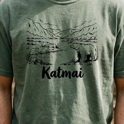 Katmai Line Drawing Cotton T-Shirt