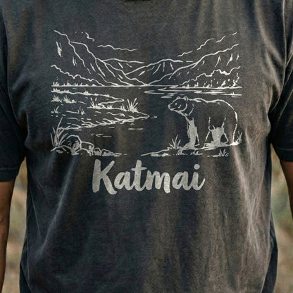 Katmai Line Drawing Cotton T-Shirt