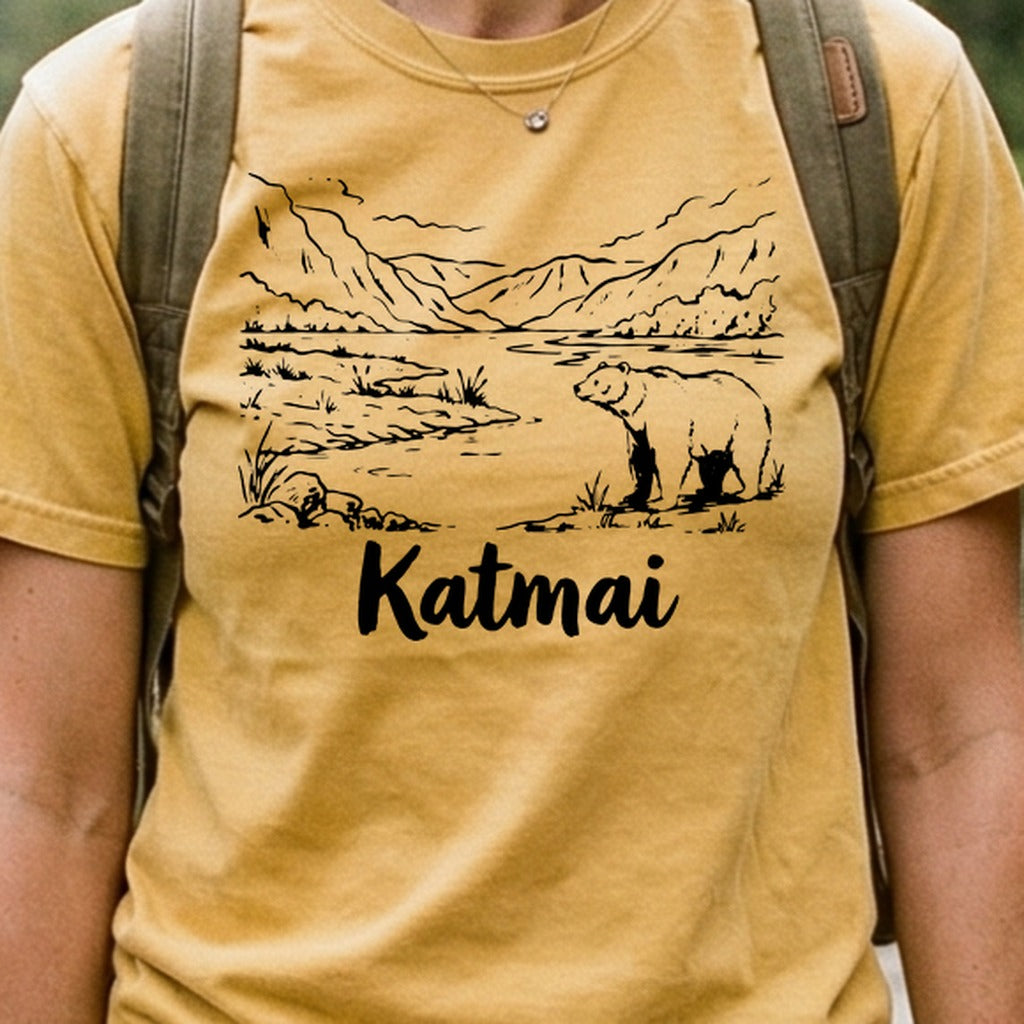 Katmai Line Drawing Cotton T-Shirt