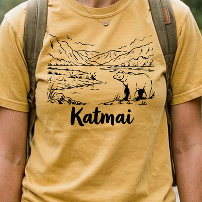 Katmai Line Drawing Cotton T-Shirt