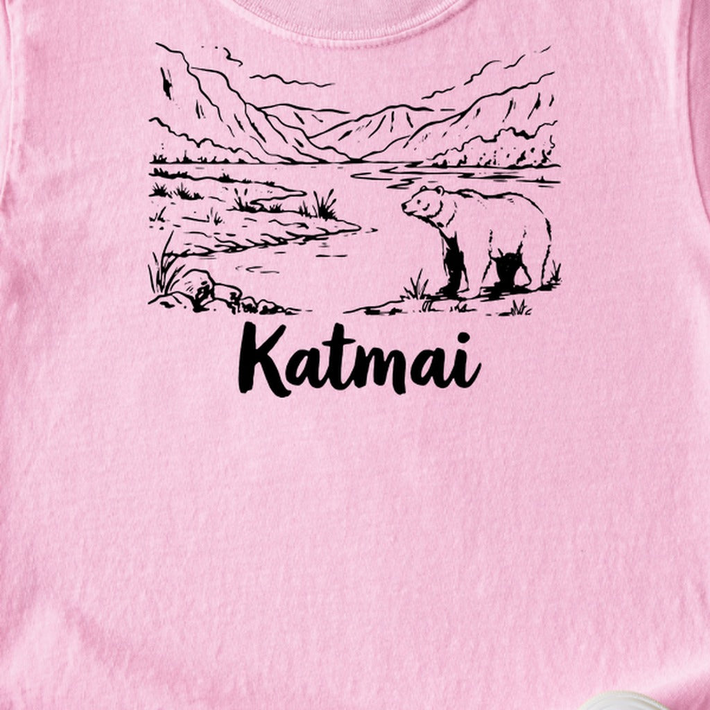 Katmai Line Drawing Kids Cotton T-Shirt