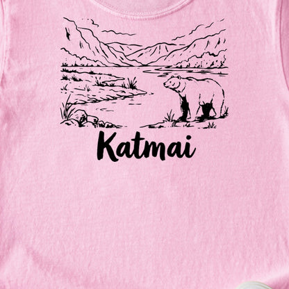 Katmai Line Drawing Kids Cotton T-Shirt