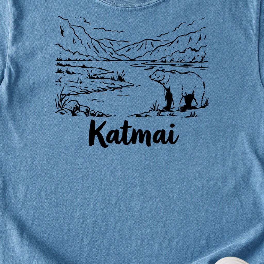 Katmai Line Drawing Kids Cotton T-Shirt