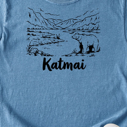 Katmai Line Drawing Kids Cotton T-Shirt