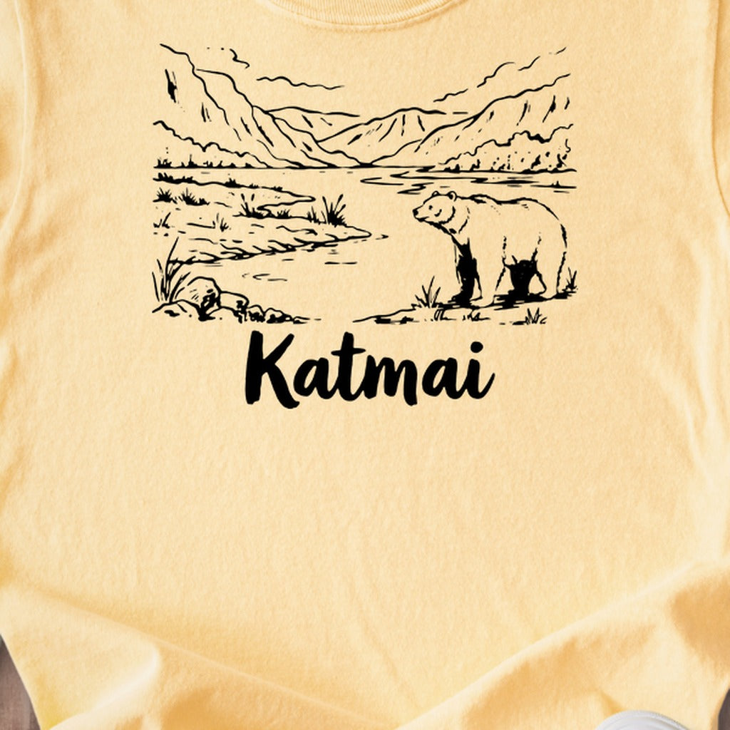 Katmai Line Drawing Kids Cotton T-Shirt