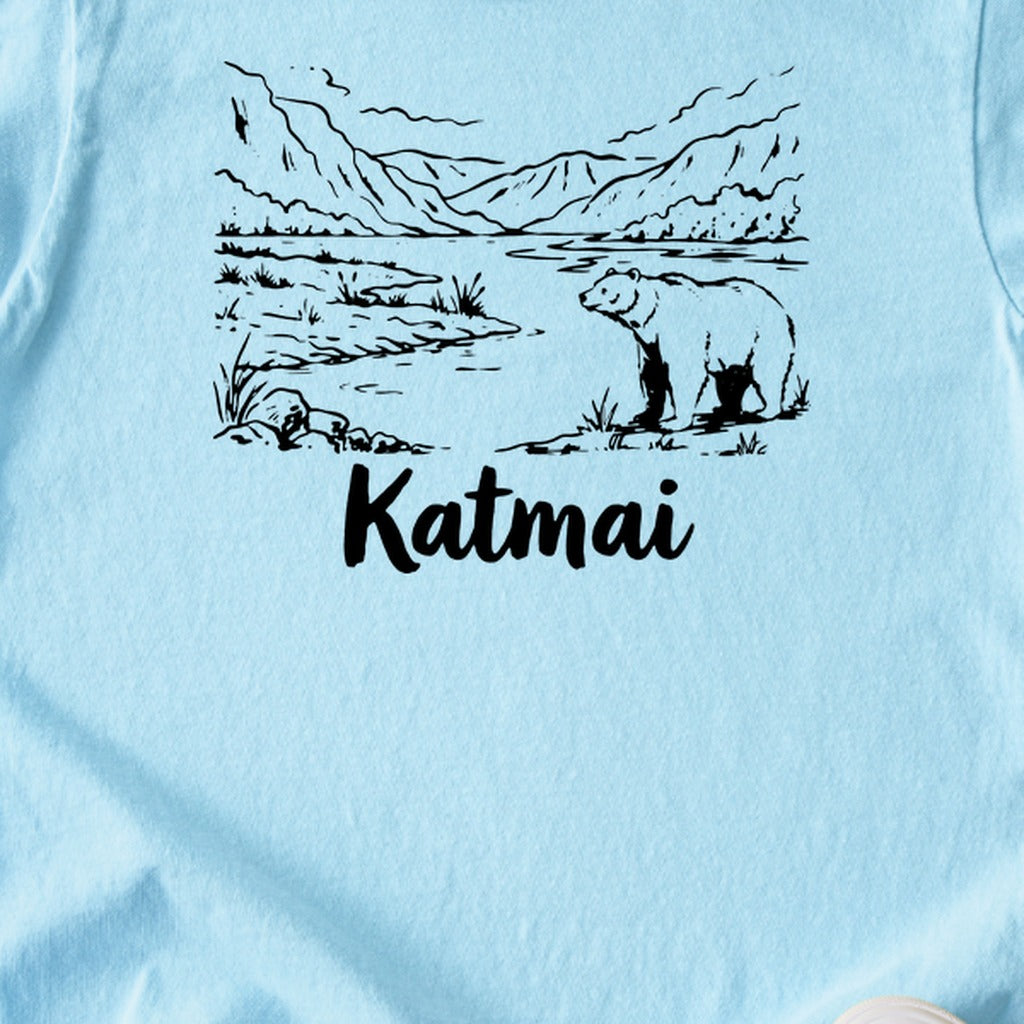 Katmai Line Drawing Kids Cotton T-Shirt