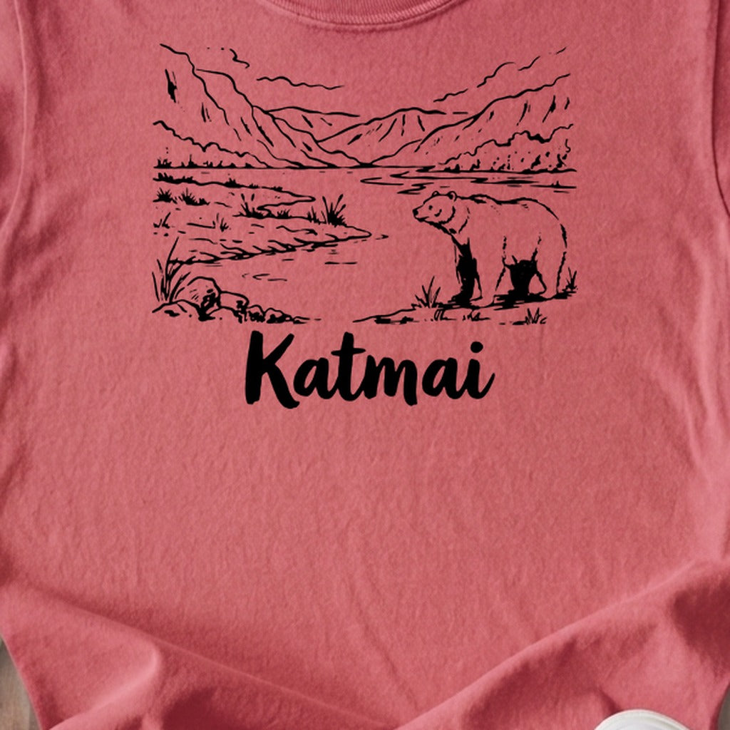 Katmai Line Drawing Kids Cotton T-Shirt