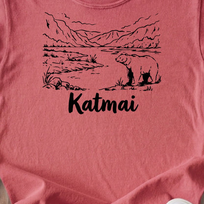 Katmai Line Drawing Kids Cotton T-Shirt