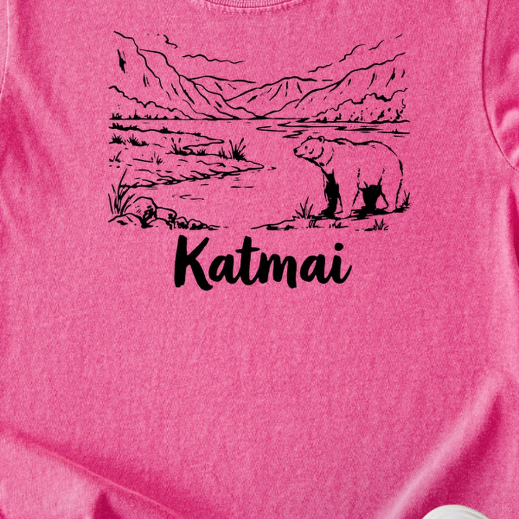 Katmai Line Drawing Kids Cotton T-Shirt