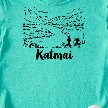 Katmai Line Drawing Kids Cotton T-Shirt