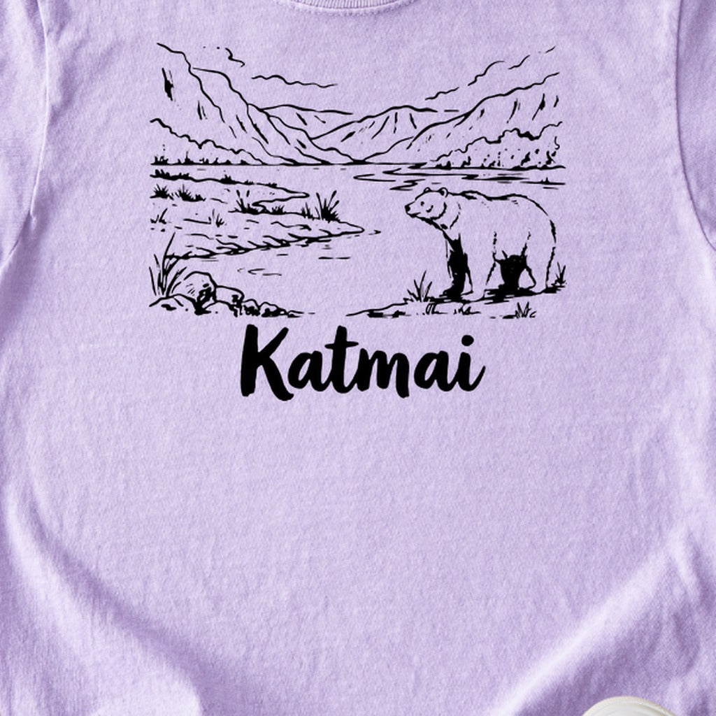 Katmai Line Drawing Kids Cotton T-Shirt