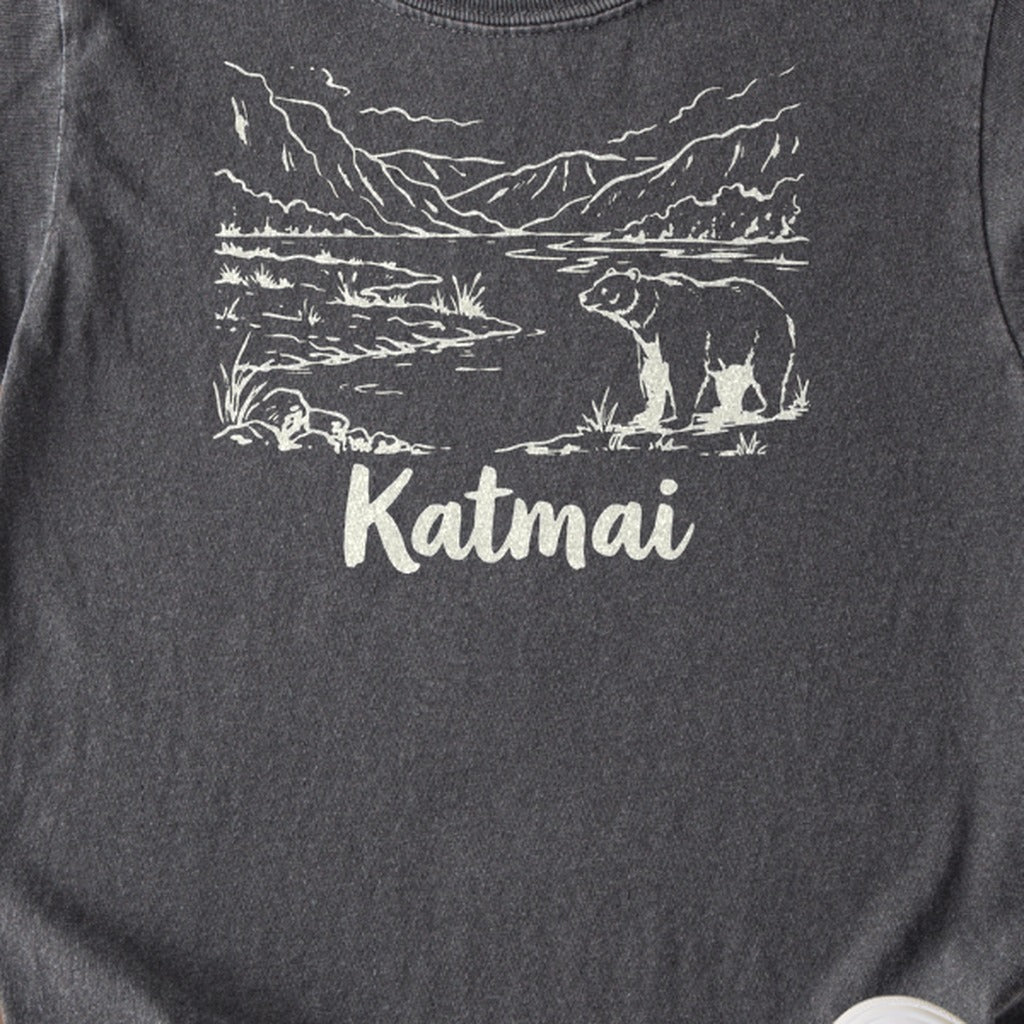 Katmai Line Drawing Kids Cotton T-Shirt