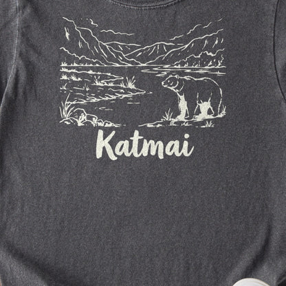 Katmai Line Drawing Kids Cotton T-Shirt