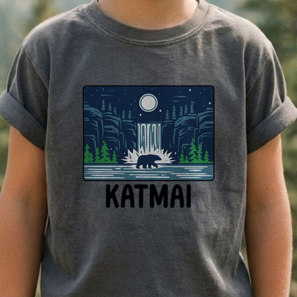 Katmai at Night Kids Cotton T-Shirt