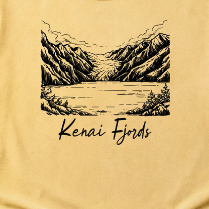 Kenai Fjords Line Drawing Cotton T-Shirt