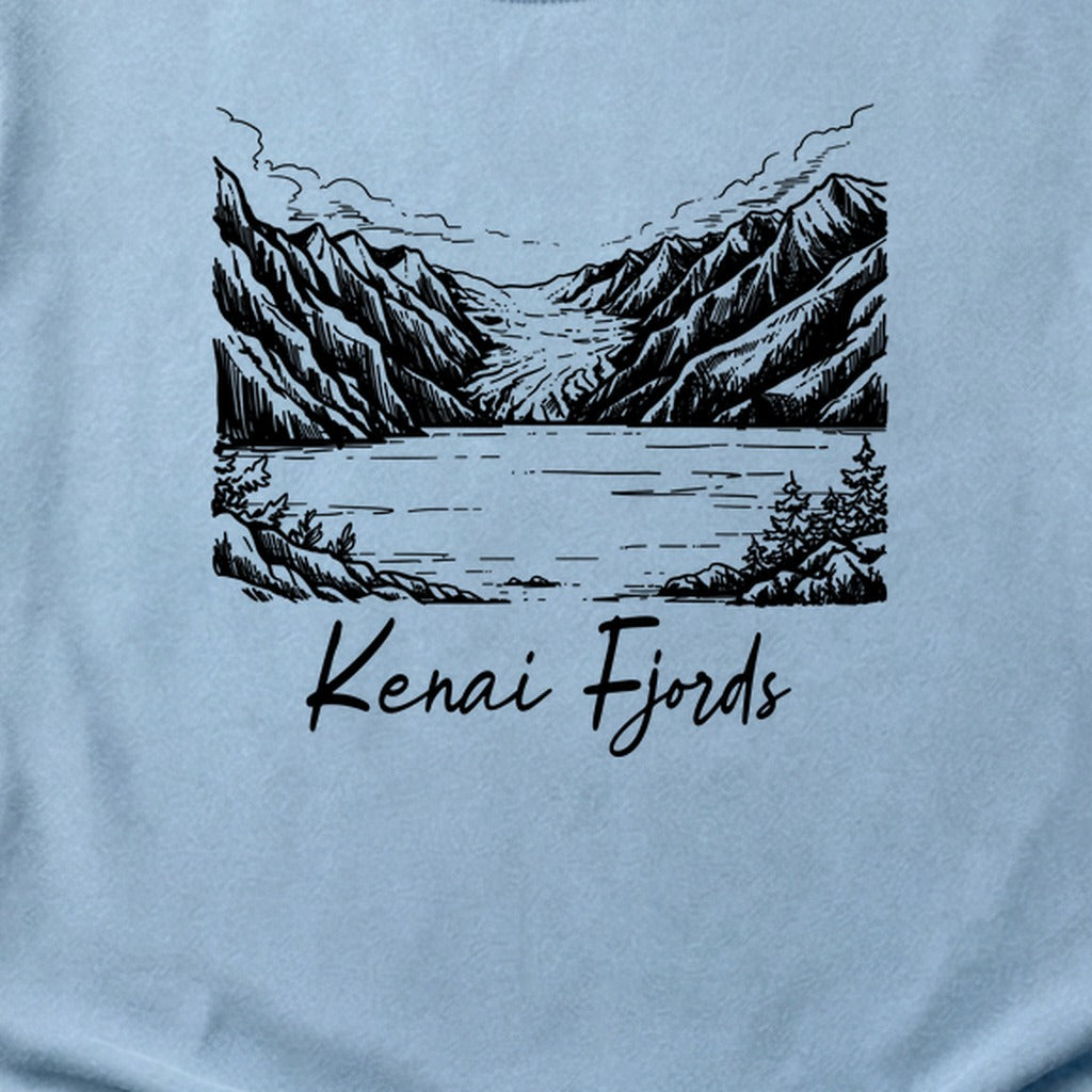 Kenai Fjords Line Drawing Cotton T-Shirt