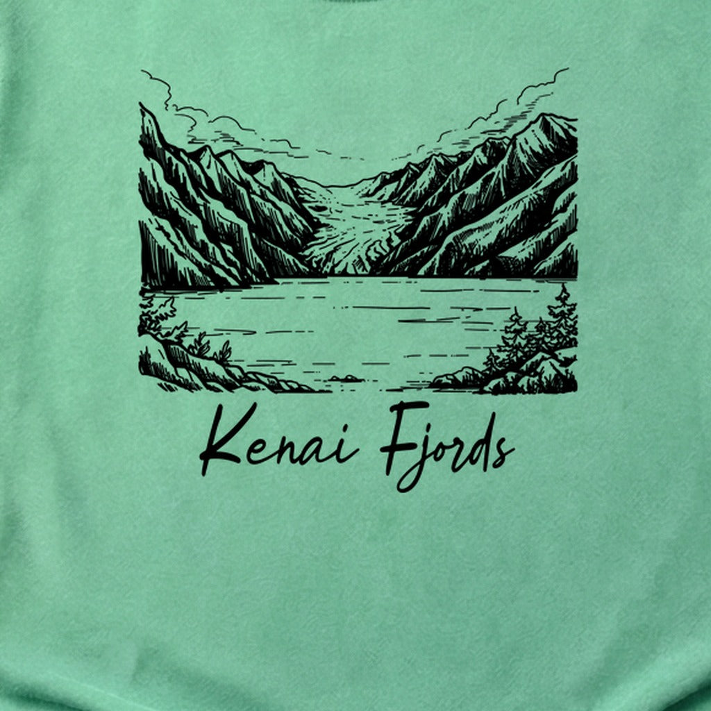 Kenai Fjords Line Drawing Cotton T-Shirt