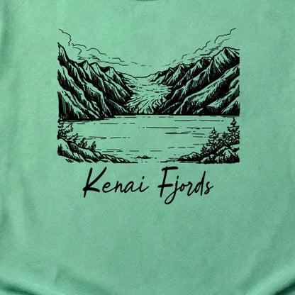 Kenai Fjords Line Drawing Cotton T-Shirt