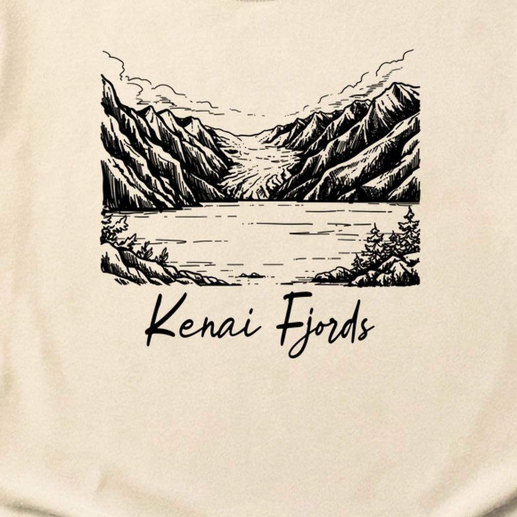 Kenai Fjords Line Drawing Cotton T-Shirt