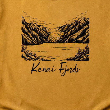 Kenai Fjords Line Drawing Cotton T-Shirt