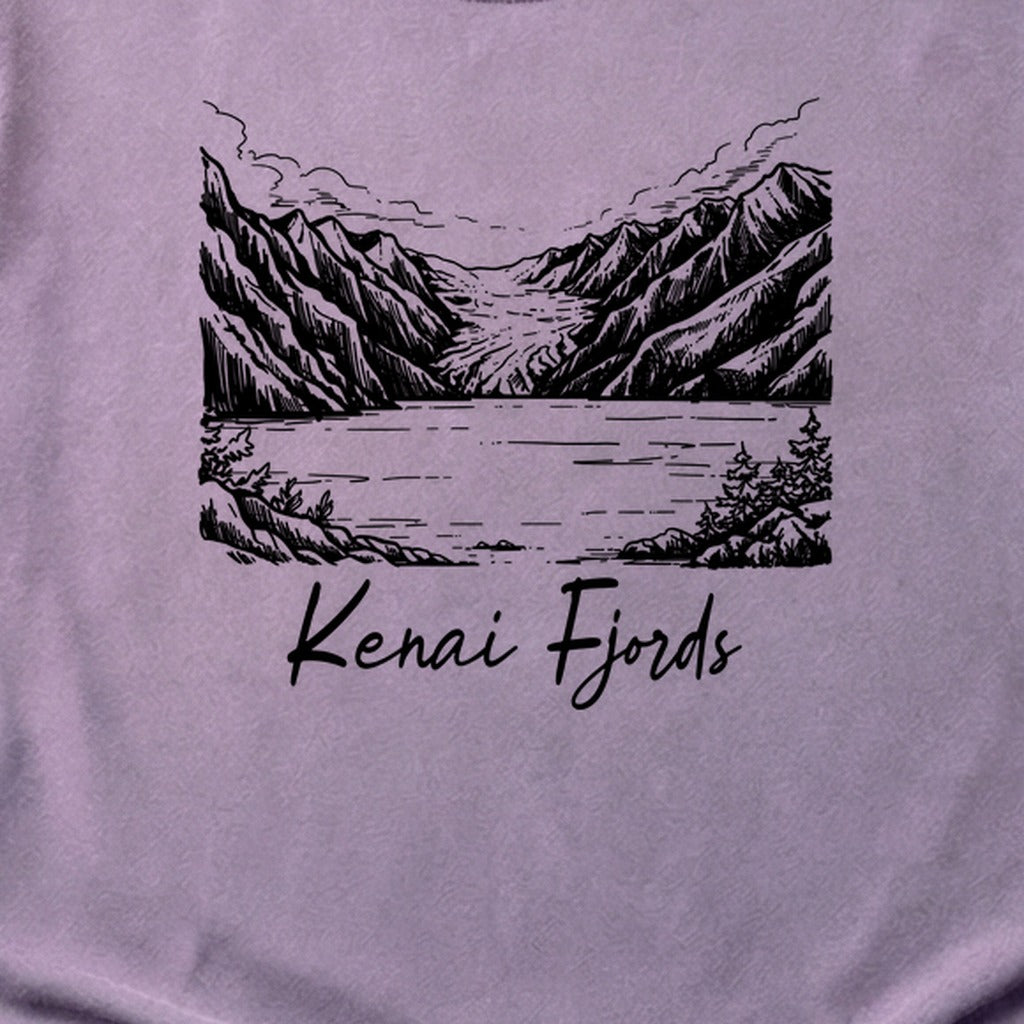 Kenai Fjords Line Drawing Cotton T-Shirt