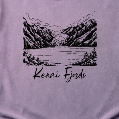 Kenai Fjords Line Drawing Cotton T-Shirt