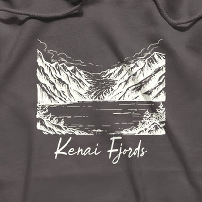 Kenai Fjords Line Drawing Hoodie