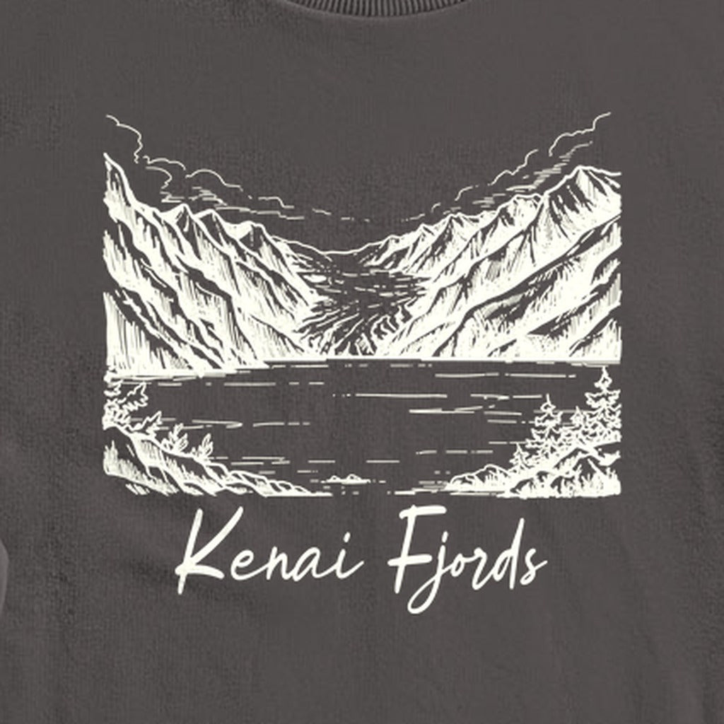 Kenai Fjords Line Drawing Crewneck Sweatshirt