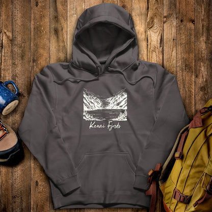 Kenai Fjords Line Drawing Hoodie