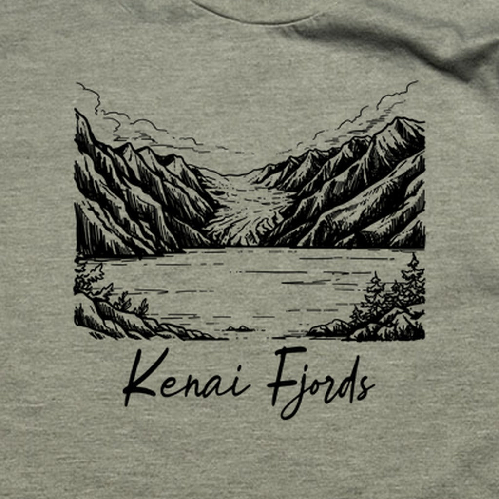 Kenai Fjords Line Drawing T-Shirt