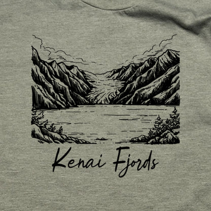 Kenai Fjords Line Drawing T-Shirt