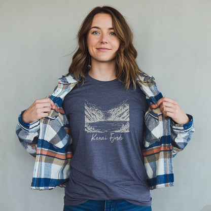 Kenai Fjords Line Drawing T-Shirt