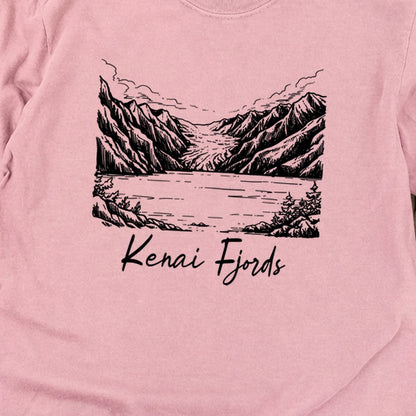 Kenai Fjords Line Drawing Premium Long Sleeve
