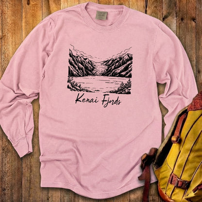 Kenai Fjords Line Drawing Premium Long Sleeve