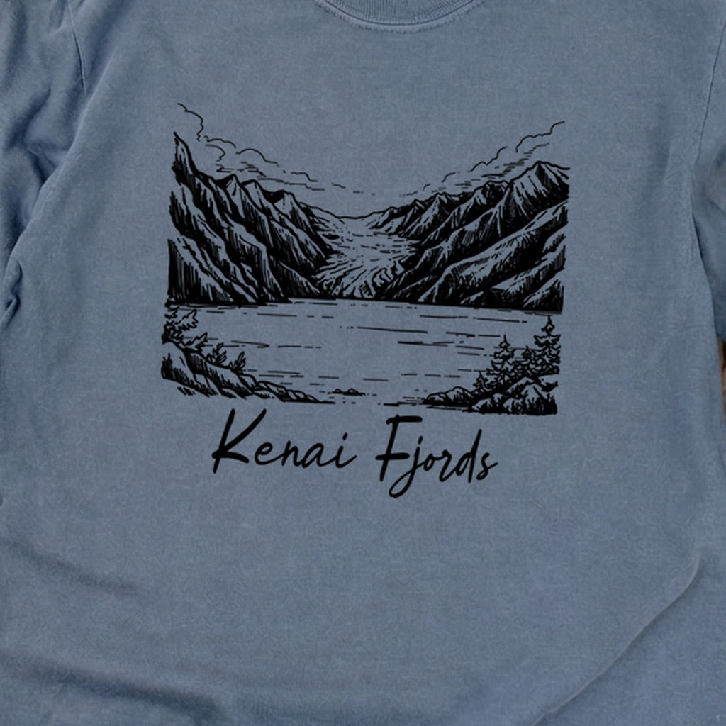 Kenai Fjords Line Drawing Premium Long Sleeve