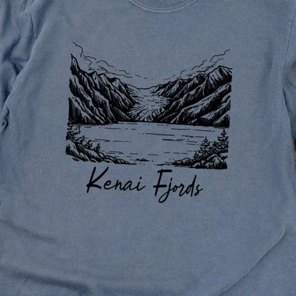 Kenai Fjords Line Drawing Premium Long Sleeve