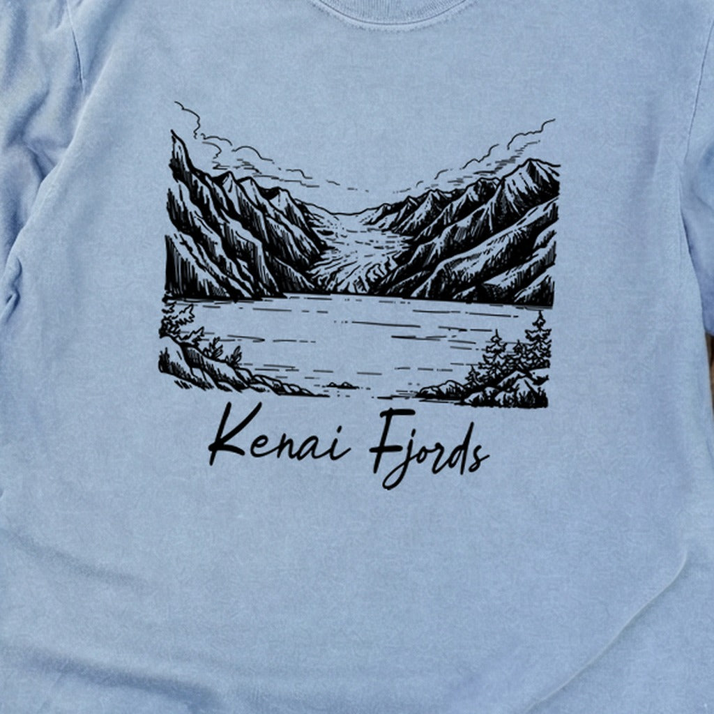 Kenai Fjords Line Drawing Premium Long Sleeve