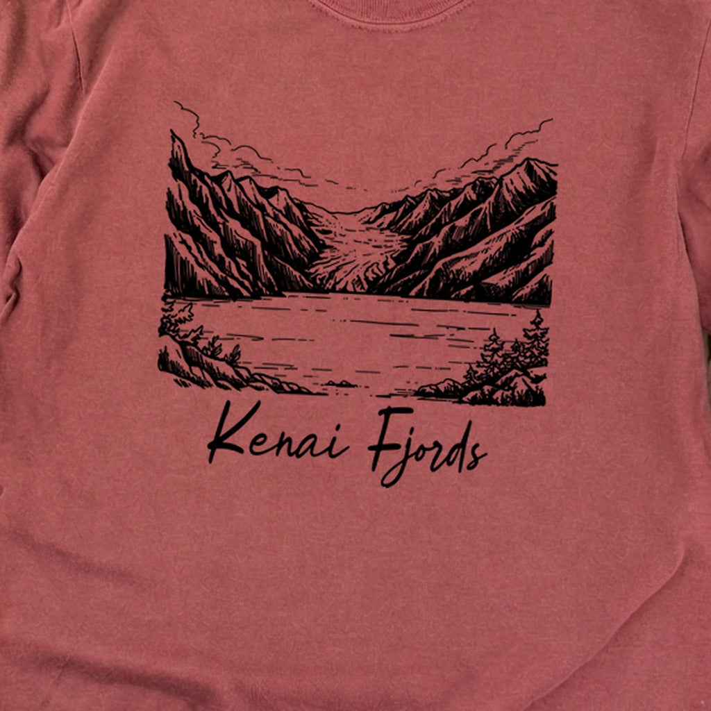 Kenai Fjords Line Drawing Premium Long Sleeve