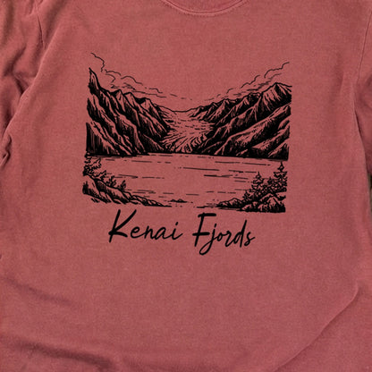 Kenai Fjords Line Drawing Premium Long Sleeve
