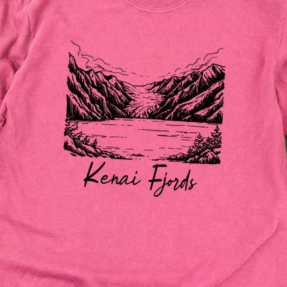 Kenai Fjords Line Drawing Premium Long Sleeve