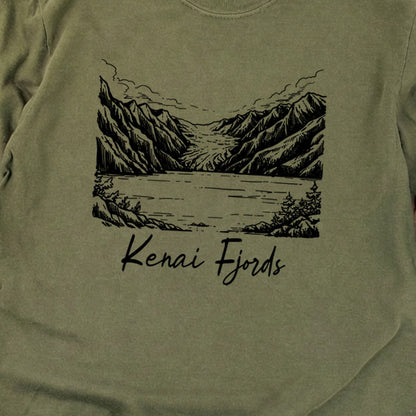 Kenai Fjords Line Drawing Premium Long Sleeve