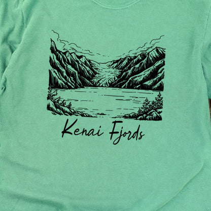 Kenai Fjords Line Drawing Premium Long Sleeve