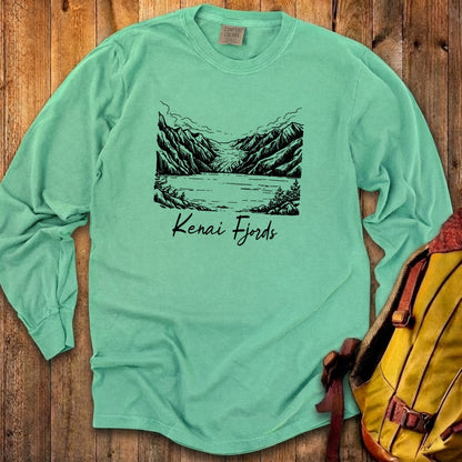 Kenai Fjords Line Drawing Premium Long Sleeve
