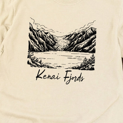 Kenai Fjords Line Drawing Premium Long Sleeve
