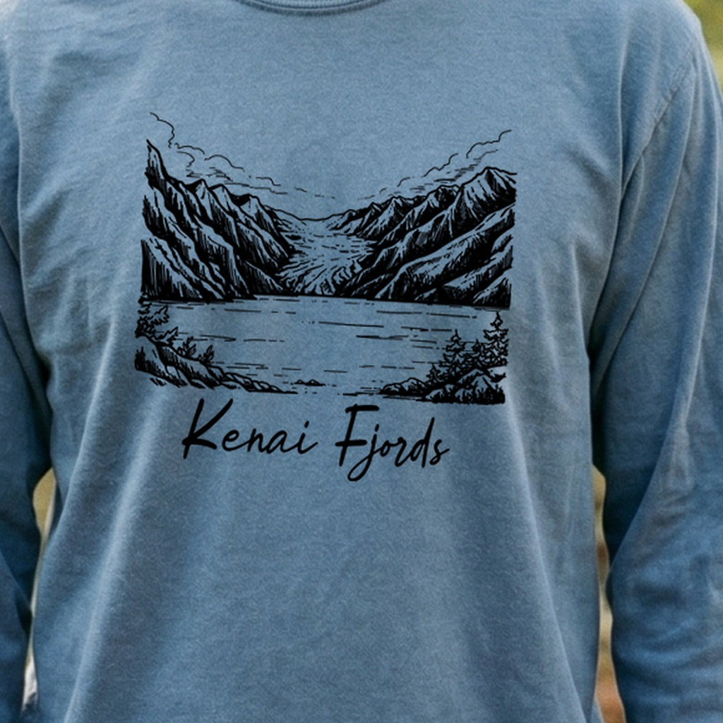 Kenai Fjords Line Drawing Premium Long Sleeve