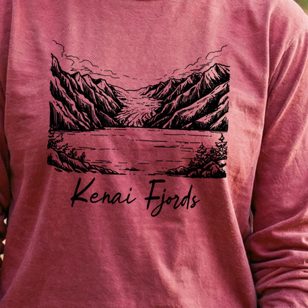 Kenai Fjords Line Drawing Premium Long Sleeve