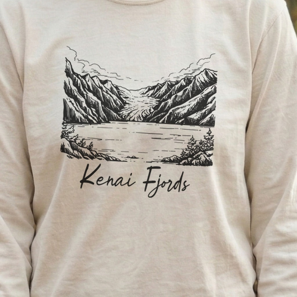 Kenai Fjords Line Drawing Premium Long Sleeve